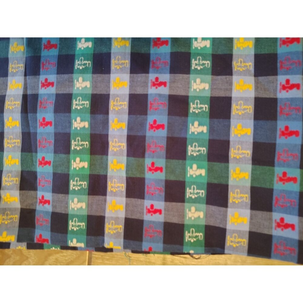 Plaid Airplane Fabric, 57" x 60", Multicolor, Boys Room, Cottagecore Country
